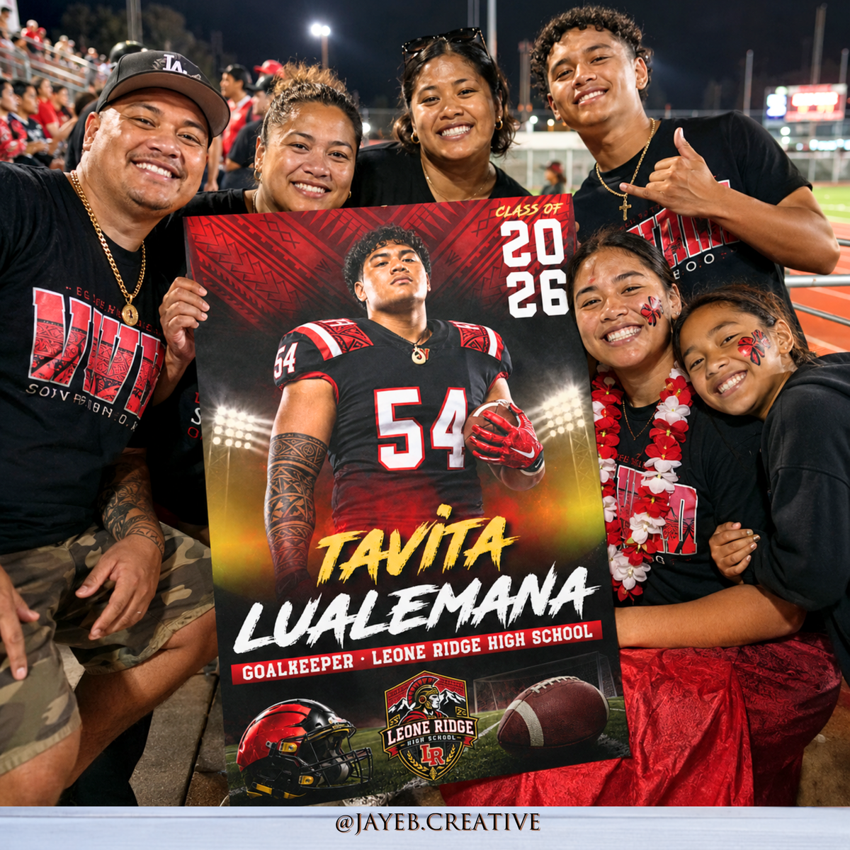Senior Night Sports Poster - Football Red Tribal 20in x 30in Canva Editable