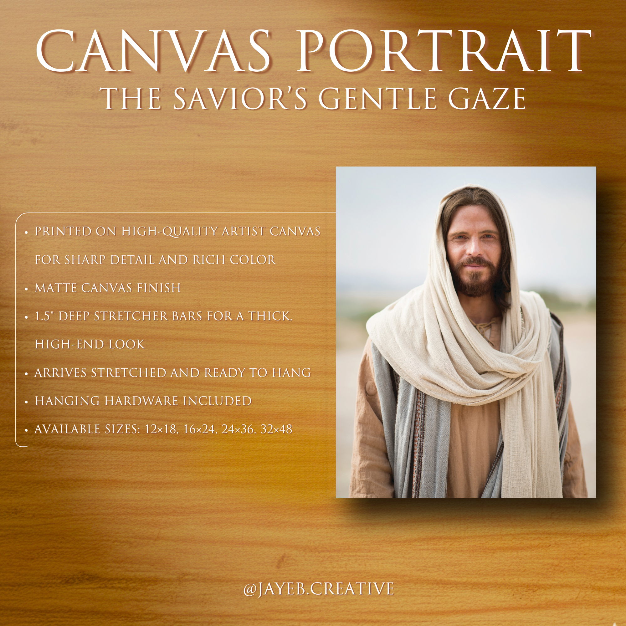 Canvas Portrait - The Savior's Gentle Gaze